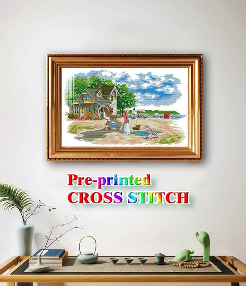 ROSTITCH Stamped Cross Stitch Kits- Vacation time Cross Stitch Kits for Beginners Adults Needlepoint Cross-Stitch,Pre Printed Cross Stitch and Cra...