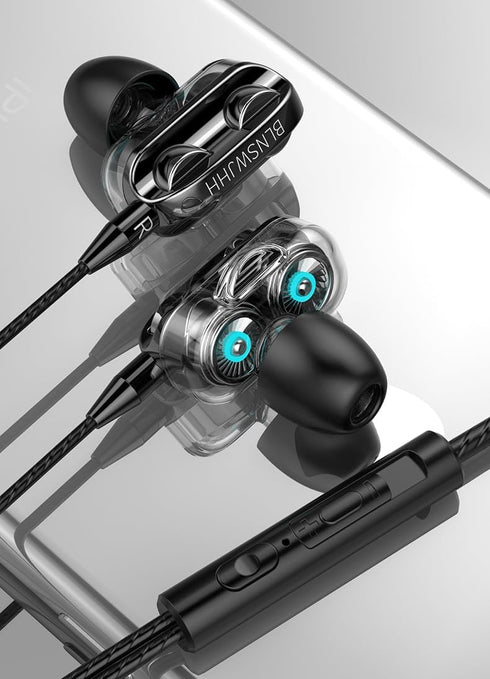 Waterproof Bass Boosting Headphones. Wired Earbuds with Microphone. for Kids, School, Gym, Gaming, Music (Blue)...