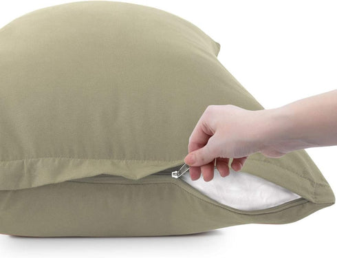 PiccoCasa Zippered Pillowcases, 100% Brushed Microfiber Polyester Pillow Case Cover, Pillow Cases Set of 2, Soft and Comfortable Travel(14"x20") K...