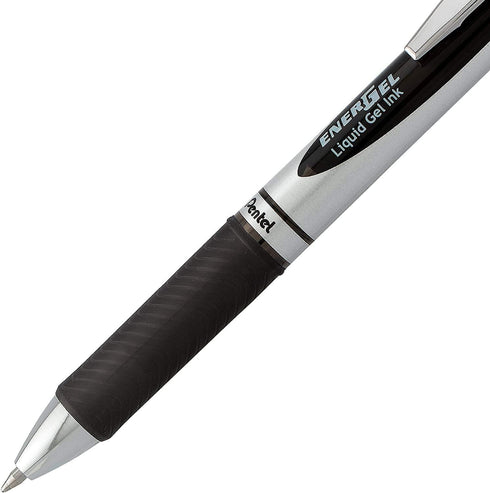 Pentel EnerGel Liquid Gel Ink Pens 0.7 mm - Pack of 5 Black Deluxe RTX Pens with 3 Refills...