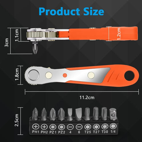 Mini Ratchet Wrench,Right Angle Phillips Magnetic Screwdriver for Tight Spaces with 1/4" Drive High Torque Offset Reversible Mini Ratchet Offset S...