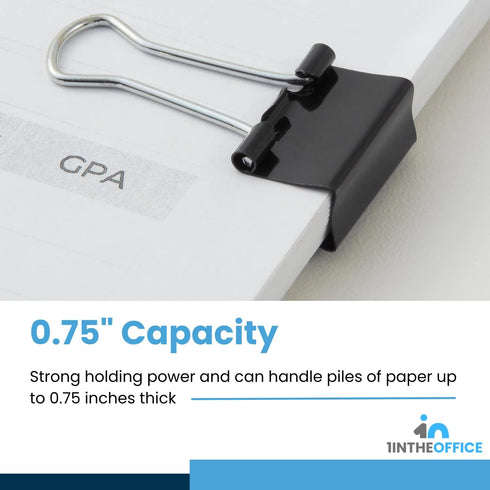 1InTheOffice Small Binder Clips, Paper Clamps, 0.38" Capacity, Black, 40 Pack...