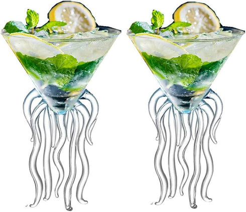 Octopus Martini Glass Creative Cocktail Drinkware Bar Goblet Tools (2 Transparent)...