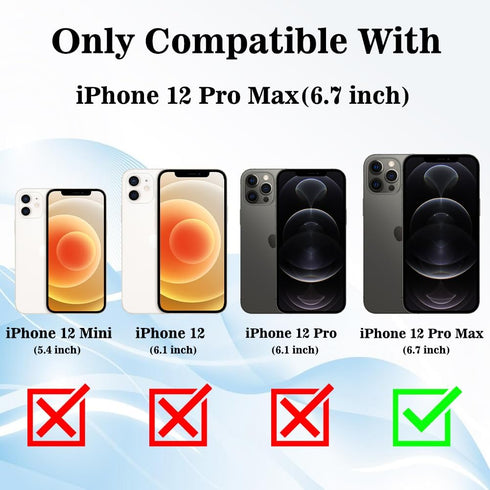 MZELQ TPU Wallet iPhone 12 Pro Max Case, Card Holder Camera Protection Cover + Screen Protector, Push-able Card Slot Case Compatible with iPhone 1...
