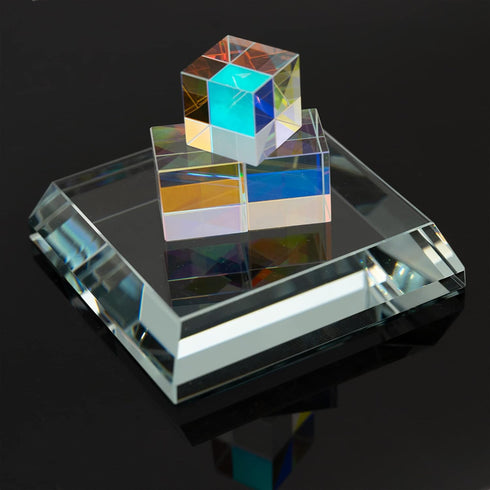 StayMax Clear Crystal Glass Square Display Base Display Stand for Collectibles (3.14inch*3.14inch*0.7inch)...