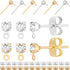 Beebeecraft 1 Box 40Pcs 2 Colors Post Studs Earrings with Loop 18K Gold & Platinum Plated Cubic Zirconia Stud Earring Findings and 40Pcs Butterfly...