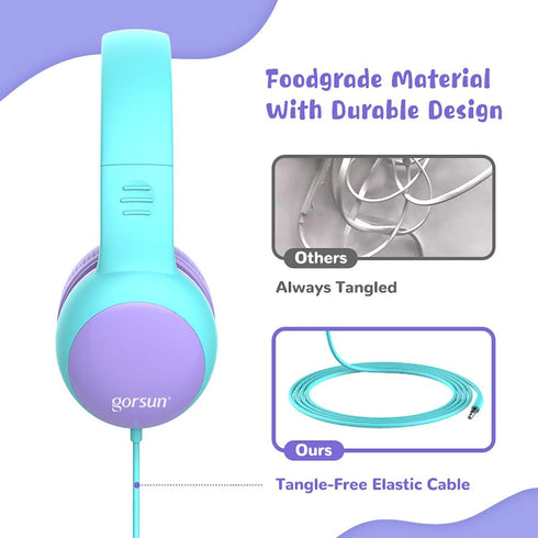 gorsun Kids Headphones with Limited Volume, Cat Ear Toddler Headphones, Wired Headphone Over Ear for Boys and Girls,Stereo Sound Foldable 3.5mm He...