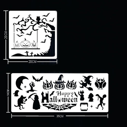 NGLAT 12 Pcs Halloween Stencils Template Large Halloween Pumpkins Painting Stencils Reusable Witch Skeleton Template for DIY Cards Crafts Drawing ...