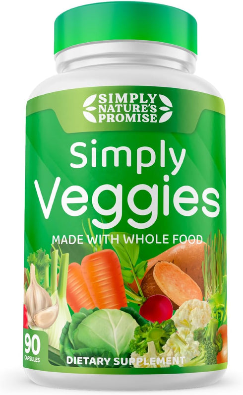 Simply Nature's Promise - 90 Veggie Capsules - Made with Whole Food Superfoods, Packed with Beta Carotene & 18 Different Vegetables - 100% Soy Fre...