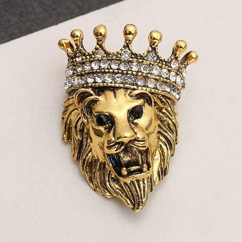 Retro Lapel Pin Brooch for Men,Rhinestone Tiger Head Brooch Pins. Animal Lapel Pins Lion Wolf Head Collar Brooch Safety Pin Men Suit Accessory...