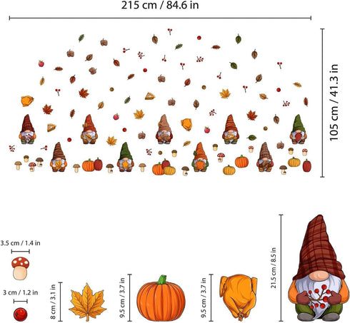 Spring Autumn Window Clings Fall Decor Thanksgiving Decorations Double-Sided Reusable Peel and Stick Removable for Glass Living Room Nursery Room ...