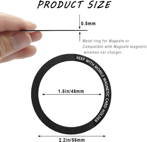 12 Pcs Magnetic Wireless Charging Metal Ring with Sticker, Universal Ultra Thin Notched and Round Alphabet Ring Conversion Kit Compatible with Mag...