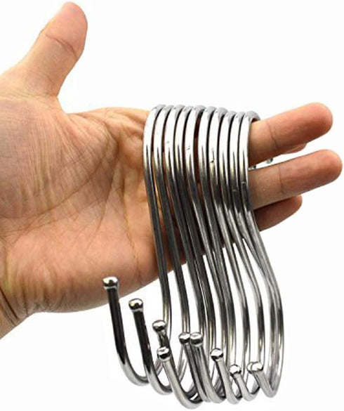 Heavy Duty Metal Chrome Plated S Shape Hooks, Set of 10 (Large)...
