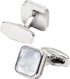 Silver Natural Mother of Pearl Cufflinks for Men Women In Gift Case Square Men's Cufflinks Jewelry Set for Wedding Party Anniversary Business Even...