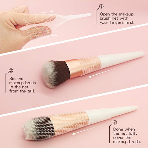 Makeup Brush Covers for Travel, Makeup Brush Protector for Cosmetic Brushes, Expandable Mesh Covers for Brushes, 60 PCS...