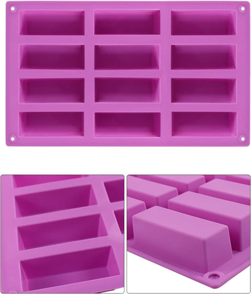 Palksky (2 Pack 12 Cavity Medium Narrow Silicone Rectangle Molds/Molds/Protein Bars mold/Energy Bars Maker for Caramel Bread Loaf Muffin Brownie C...