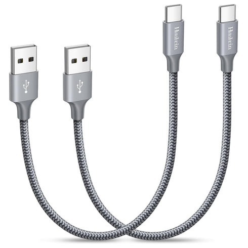 Short USB C Cable 1ft, 2-Pack USB A to USB C Charger Cable Fast Charging Cord Braided for iPhone 15 Pro Max Plus, for Samsung Galaxy S22 S21 S20 S...
