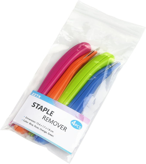 ZZTX 4 PCS Professional Magnetic Staple Remover Puller Rubberized Staples Remover Staple Removal Tool for School Office Home 4 Colors...