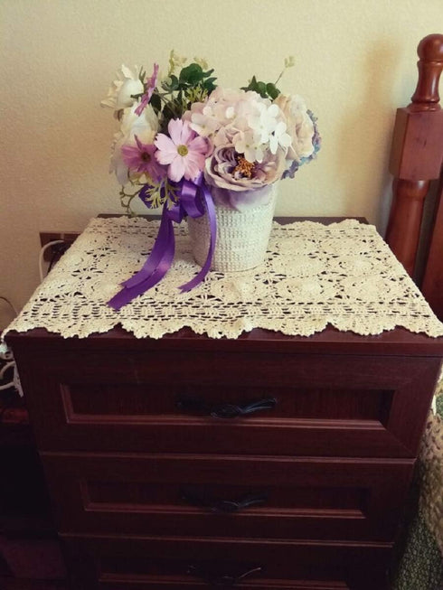 Damanni Cotton Handmade Crochet Lace Table Runner Doilies Dresser Scarves for bedrooms,19 Inch by 35 Inch?White...