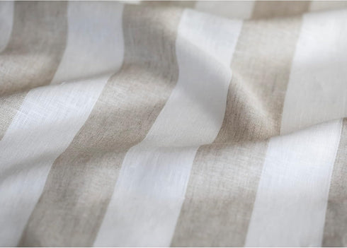 Solino Home Linen Table Runner 36 Inches - Cabana Stripe 100% Pure Linen Natural and White Table Runner 14 x 36 Inch Ideal for Dresser and Coffee ...