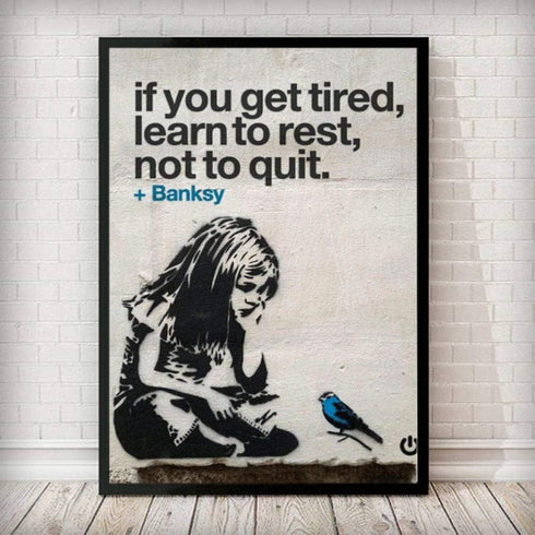 BANKSY Graffiti Wall Art “If You Get Tired Learn to Rest Not to Quit” Street Art Prints Girl Poster Modular Wall Art Canvas Paintings Pictures Hom...