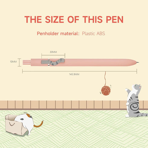 Cat Pens, 4 Pcs 0.5mm Cute Kawaii Pens Black Ink Pens Fine Point Smooth Writing Pens, High-End Series Cat's Tail Retractable Pens for Journaling N...