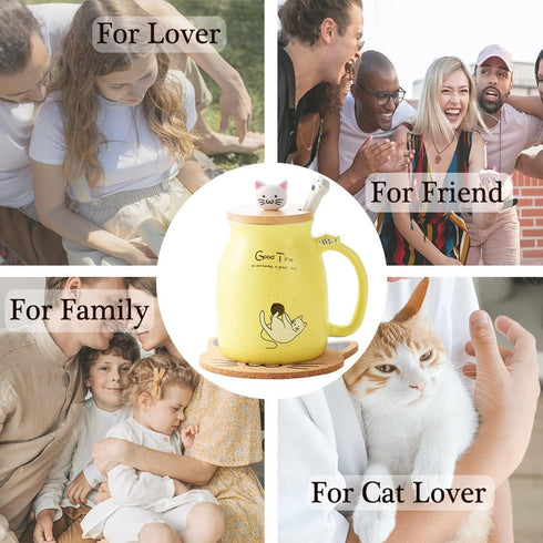 BigNoseDeer Tea Cup With Infuser and Lid Ceramic Coffee Mug Kawaii Cat Mug Cute Mugs Tea Mug Cute Cool Preppy Stuff Cat Gifts Birthday Gifts Cute ...