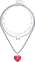 huiphong Layered Star Choker with Puffy Red Heart Necklace Set Merch Jewelry for Women...