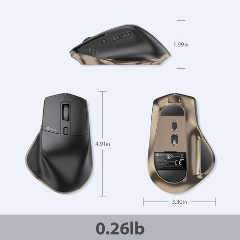 iClever Bluetooth Mouse, Wireless Dual Device Mouse with 5 Adjustable DPI, 6 Buttons, Rechargeable, Ergonomic Design for Laptop, iPad, MacBook, Ta...