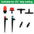 160 Pcs Adjustable Drip Irrigation Emitters, Misting Nozzles, Micro Irrigation Drippers, Sprayers, Barbed Connectors, Universal Parts for 1/4" Dri...