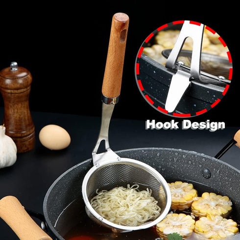 TENTA Kitchen Premium 18/8 Stainless Steel Mesh Spider Spaghetti Dumpling Noodle Strainer -Mouth Diameter 3.8 inch Basket and 8.1inch Handle...
