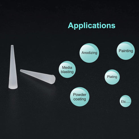 MECCANIXITY Silicone Rubber Tapered Plug 0.8mm to 3.2mm Solid White for Powder Coating, Painting, Anodizing, Plating, Sandblasting, Laboratory Use...