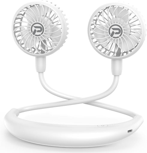 Portable Neck Fan, Battery powered Rechargeable Fan,Hand Free Personal Fan, Adjustable, Wearable Fan for Travel Sport Work Women Kids (White)...