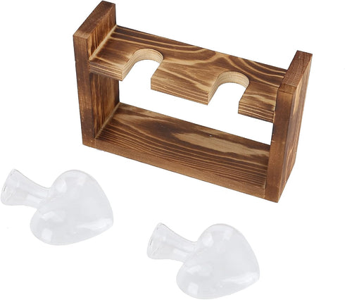 Plant Terrarium with Wooden Stand,Heart Shaped Transparent Glass Vase Flower Pot Hydroponics Plant Propagation Station for Hydroponics Plants Home...