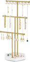 Pinzoveco Jewelry Organizer, 3 Tier Jewelry Holder Organizer with Tray, Jewelry Tree with Earring Organizer, 16 Hooks Necklace Holder, Bracelet Or...