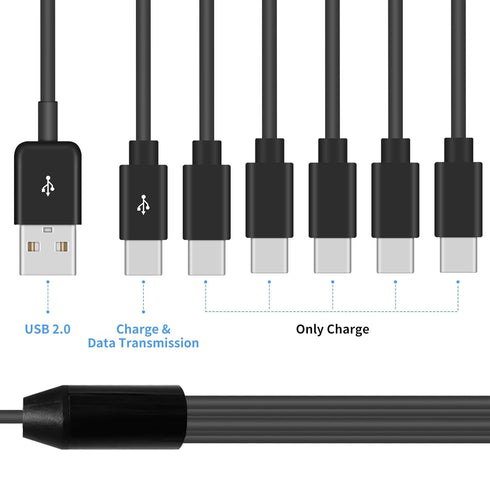 Poyiccot USB A to USB C Splitter Cable, Multi USB C Splitter Cable, 6 in 1 USB 2.0 Type A Male to 6 USB C Male Charging Cable, for USB Type-C Phon...