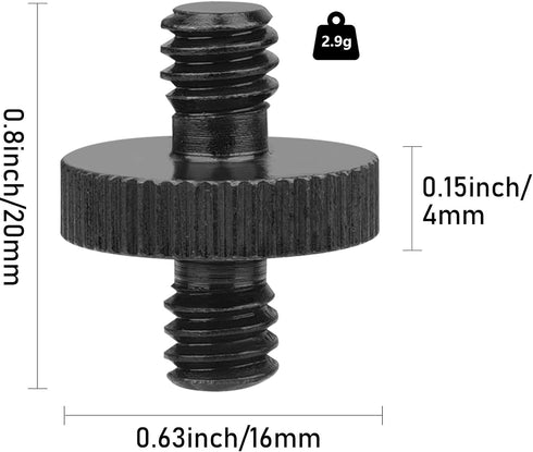 1/4" Male to 1/4" Male Threaded Tripod Screw Adapter Double Head Stud Standard Mounting Thread Converter for Camera Cage Mount Light Stand Monopo ...