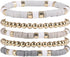 5-7PCS Surfer Colorful Clay Beads Stretch Bracelets Bohemian Stackable Gold Beads Vinyl Disc Elastic Bracelets Multilayer Summer Beach Jewelry Set...