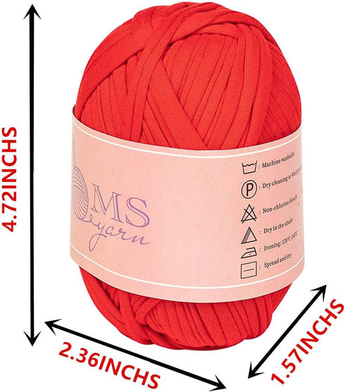 2 Skein M-S Thick Knitting Yarn, Elastic Fabric Cloth T Shirt Yarn, Spaghetti Yarn for Hand DIY Bag Blanket Cushion Crocheting Projects, 3.3 Ounce...