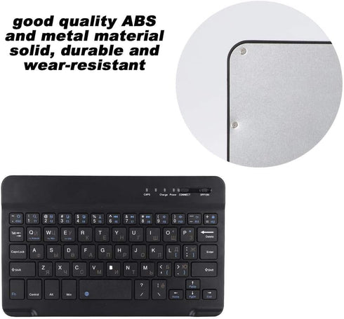 Russian English Keyboard, 7 Inch Rechargeable Ultra Thin Russian Wireless Bluetooth Keyboard for Smart Phone, Tablet Computer, Low Consumption and...