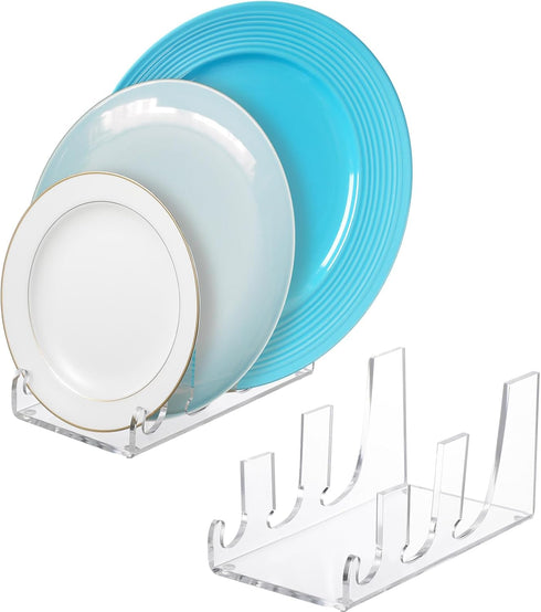 Domensi 2 Pcs Acrylic Plate Stands for Display Clear Dinnerware Display Stand China Display Stand Plate Racks for Display China Place Setting Hold...