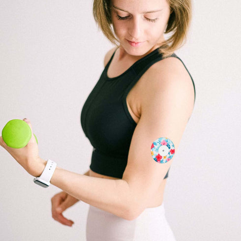 25pcs Sensor Covers for Libre 1/2, Waterproof Flower Pattern Blood Sugar Monitor Patch Adhesive Patches Sensor Sticker Accessories Compatible with...