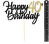 PALASASA Black Gold Glitter Happy Birthday cake topper - 40 Anniversary/Birthday Cake Topper Party Decoration (40th)...
