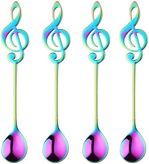 Falytemow Music Note Design Spoons 304 Stainless Steel Creative Cute Teaspoons for Coffee Tea Dessert Drink Mixing Milkshake Spoon Tableware Set o...