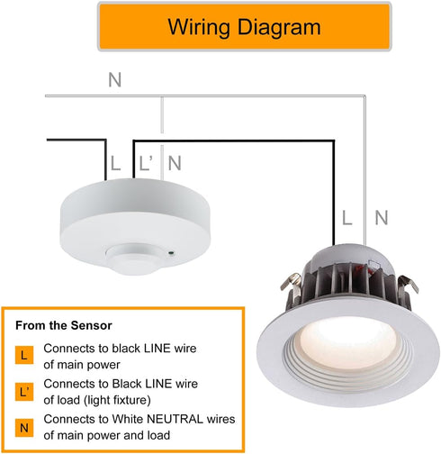 YCA2002 Ceiling Motion Sensor, 5.8 GHz Microwave Motion Detector Light Switch, Rated 800-1200W, Ceiling Mount Motion Detector, 32-ft Range, White...