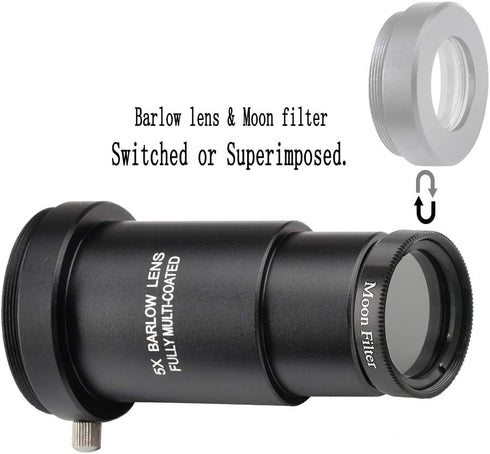 1.25-inch 5X Barlow Lens & Moon Filter Kit-for Telescope Eyepieces...