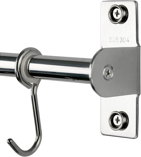Sliding Hooks, Wall Mounted Rail, Stainless Steel Utensil Holder and Pot Lid Rack for Kitchen Tools, Towel, Pot Pan, Loofah, Spoon - Polished Fini...