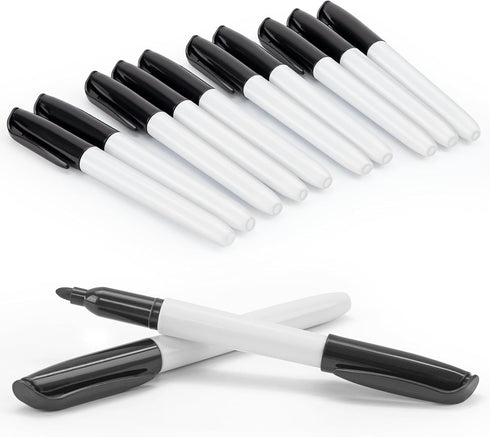 12Pcs Black Dry Erase Markers, White Board Mini Dry erase Markers Bulk, Fine Point Tip Student White Board Markers for Teachers Office School Supp...