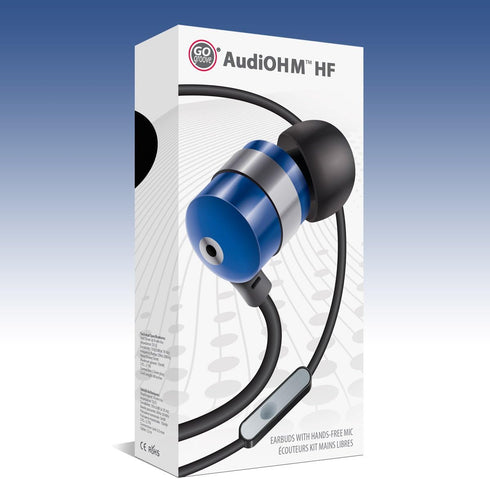 GOgroove AudiOHM HF Earbud Headphones with Mic, Deep Bass, & Comfortable Ear Gels (Blue) in-Ear Earphones Featuring Noise Isolating Design, Durabl...