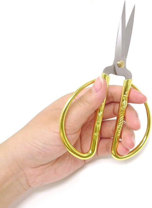 Honbay 2PCS Stainless Steel Sewing Scissors Traditional Chinese Household Scissors Tailor Scissors with Dragon and Phoenix Relief Design for House...